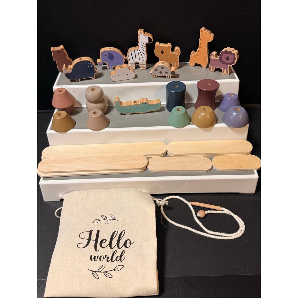 Kid Montessori Balancing Staking Toy Baby Wooden Animal For Early Development